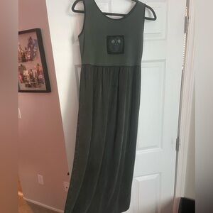 CDC Vintage Sleeveless Dark Green Maxi Dress